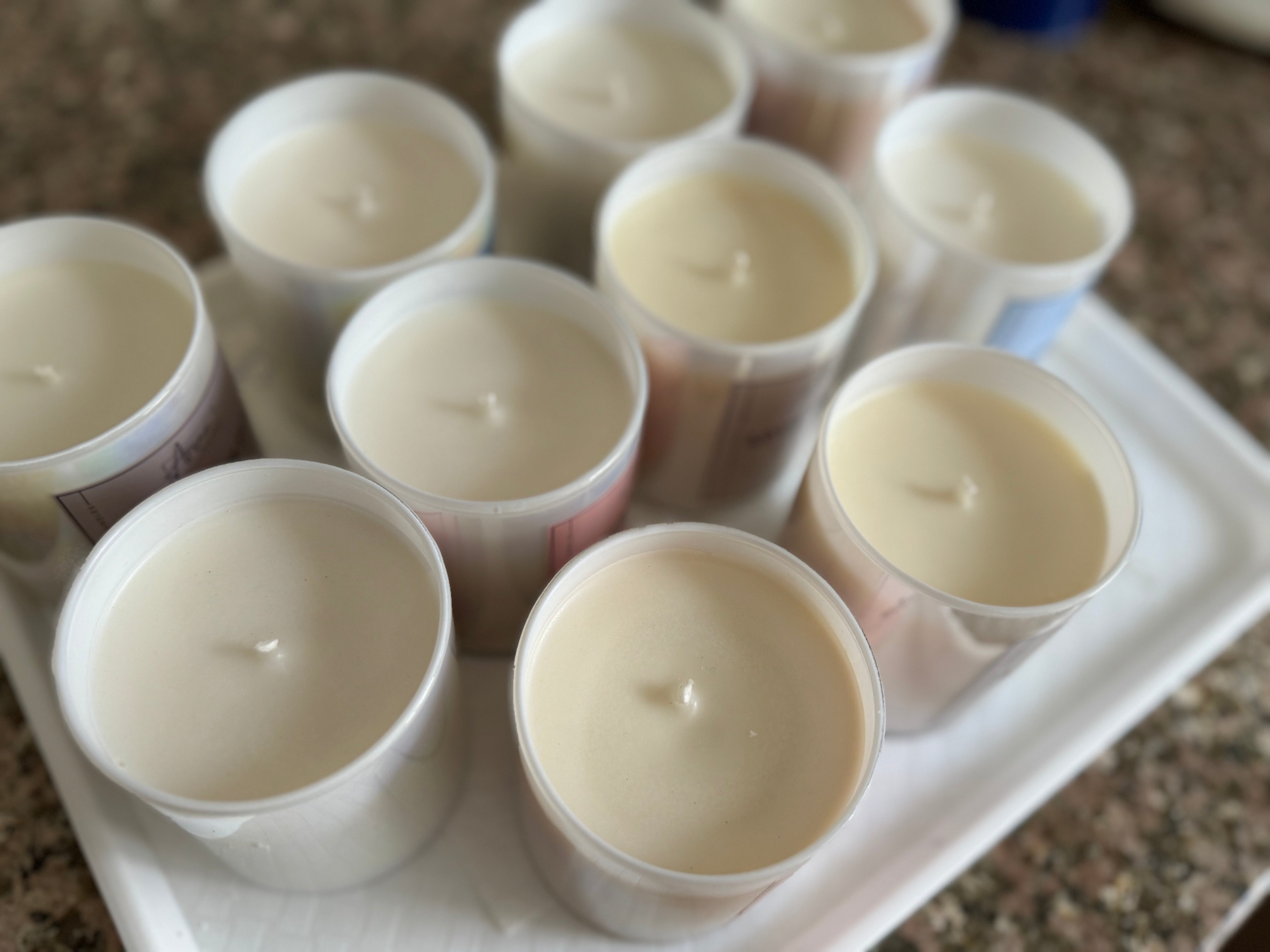 Candle making- Wax poured in jars