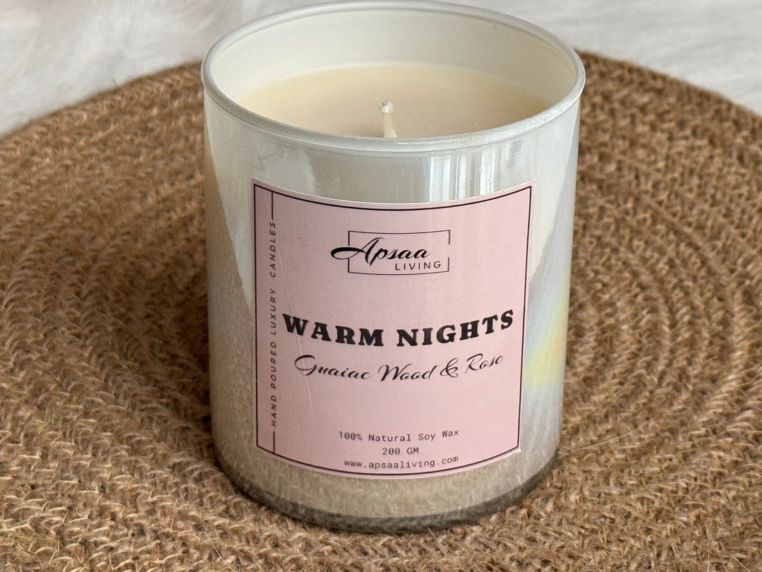 WARM NIGHTS - Guaiac Wood & Rose scented candle