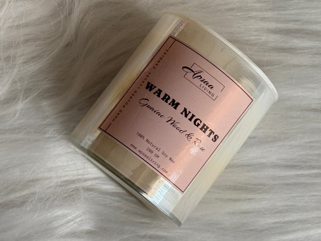 WARM NIGHTS - Guaiac Wood & Rose scented candle