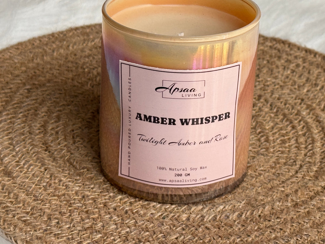 AMBER WHISPER- Twilight Amber and Rose scented candle