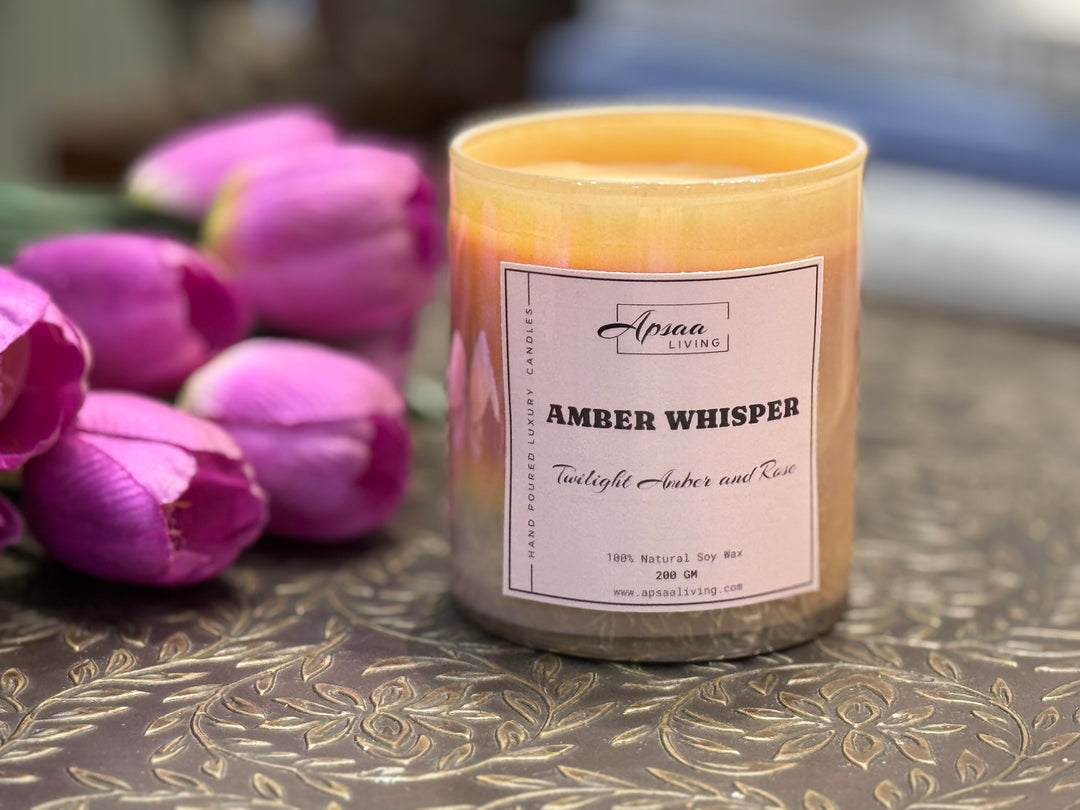 AMBER WHISPER- Twilight Amber and Rose scented candle