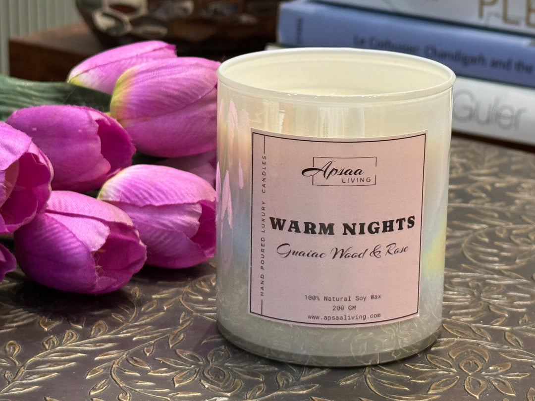 WARM NIGHTS - Guaiac Wood & Rose scented candle