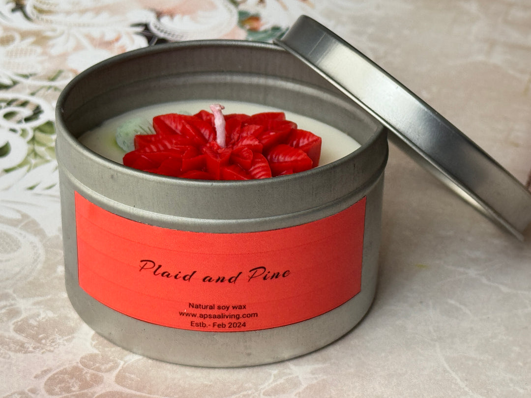 Tin Candle- Plaid and Pine