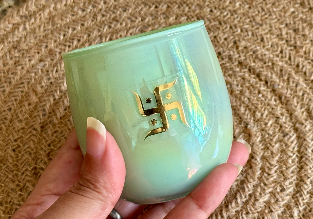 Green Rainbow effect Jar candle- Diwali Limited Edition