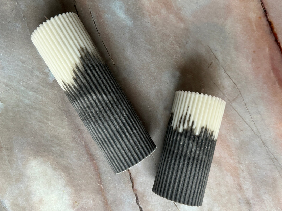 Ribbed Pillar Mould Candles Dual Tone- Pack of 2