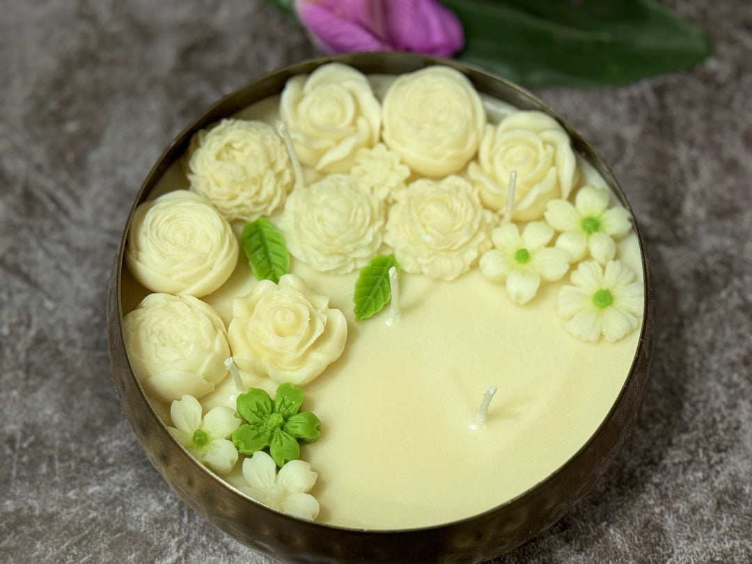 Floral Harmony Urli Candle, Jasmine- Diwali Special Edition