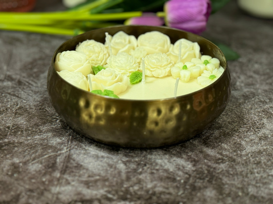Floral Harmony Urli Candle, Jasmine- Diwali Special Edition