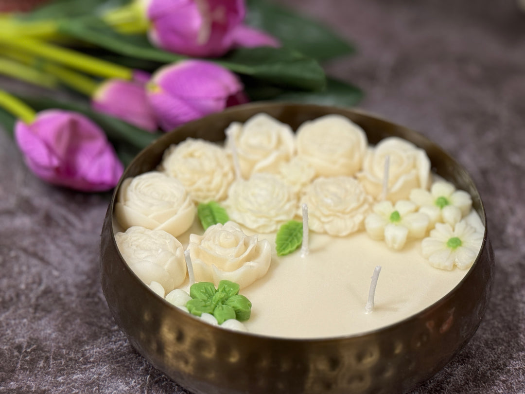 Floral Harmony Urli Candle, Jasmine- Diwali Special Edition