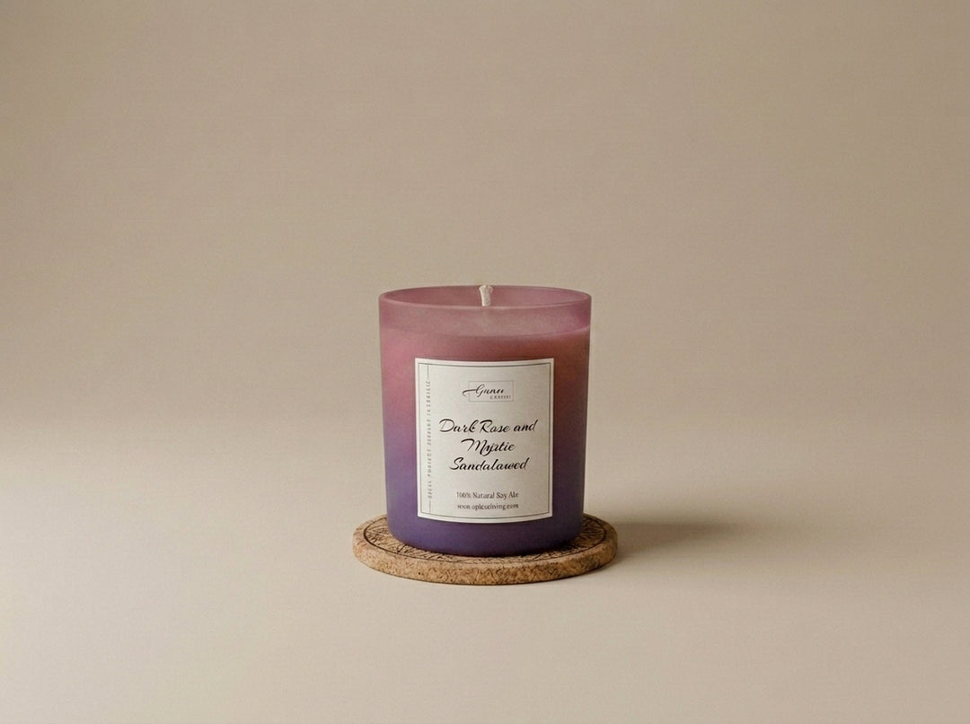 Elegant hand-poured ombre scented candle by Apsaa Living creating warm romantic home ambiance
