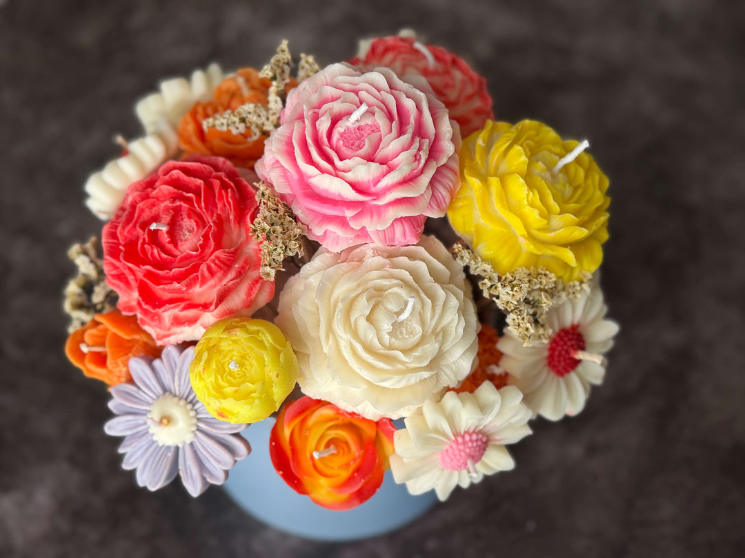 Bouquet of colorful flower candles -Unique gifting