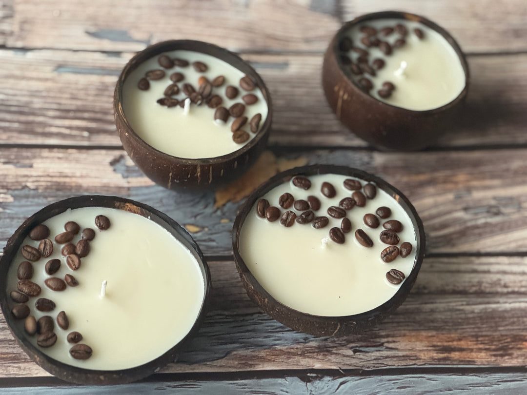 Coffee Fragrance Coconut Shell Candle with Natural Soy Wax