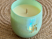 Green rainbow effect jar candle Diwali limited edition by Apsaa Living
