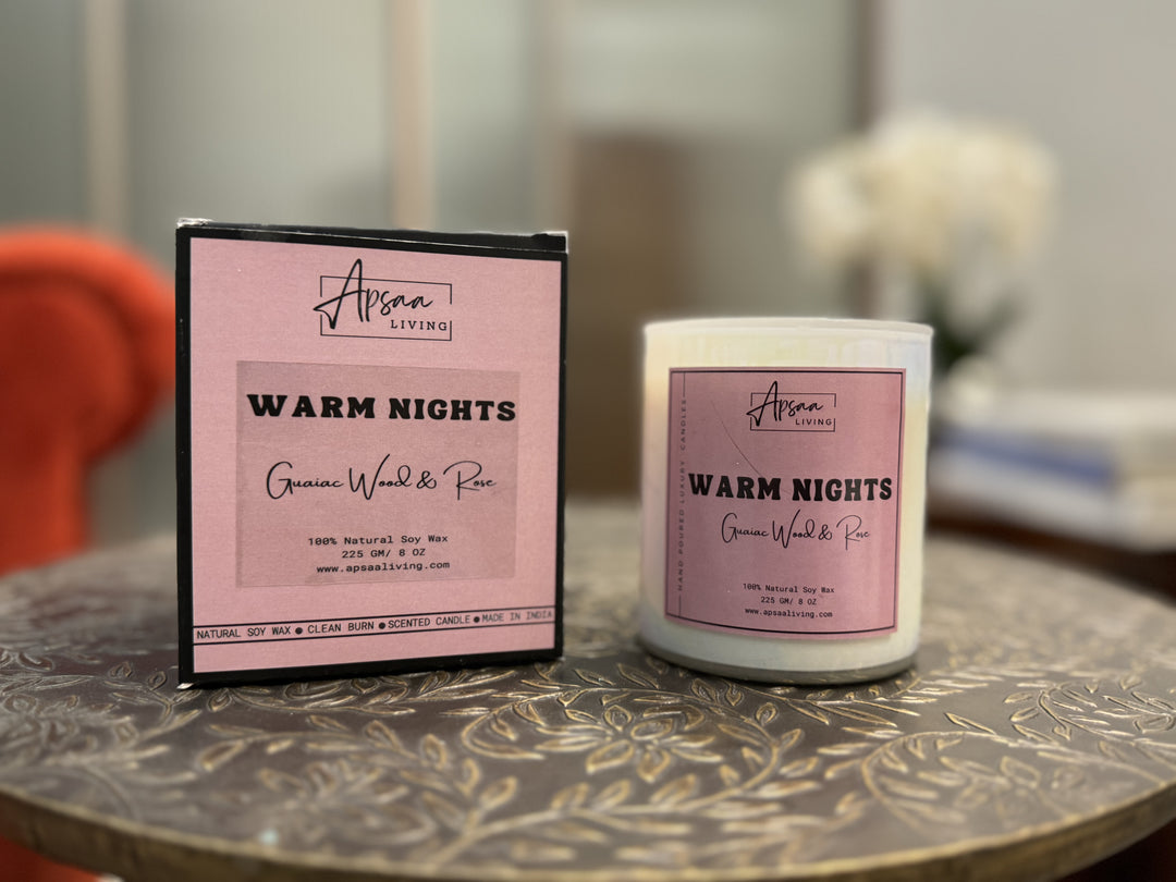 WARM NIGHTS - Guaiac Wood & Rose scented candle