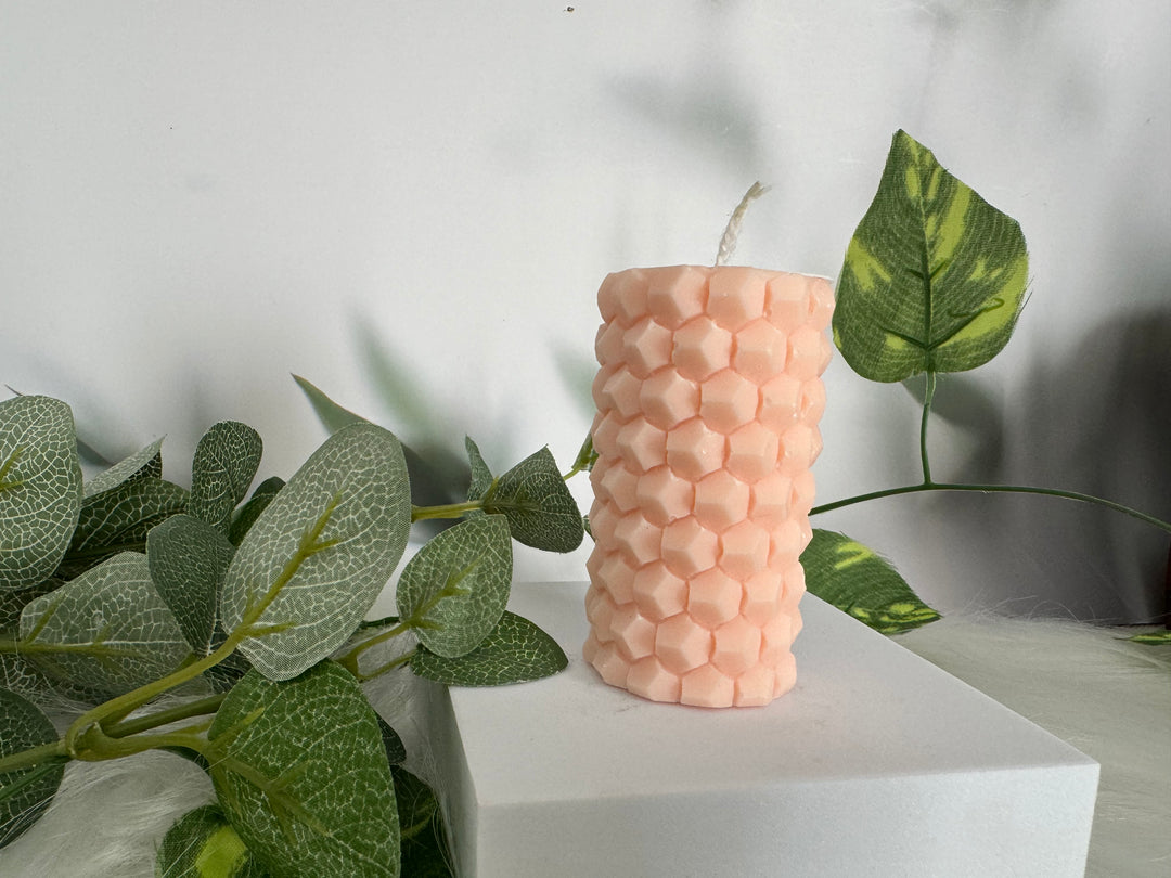 Honeycomb patterned pillar Mould Candle