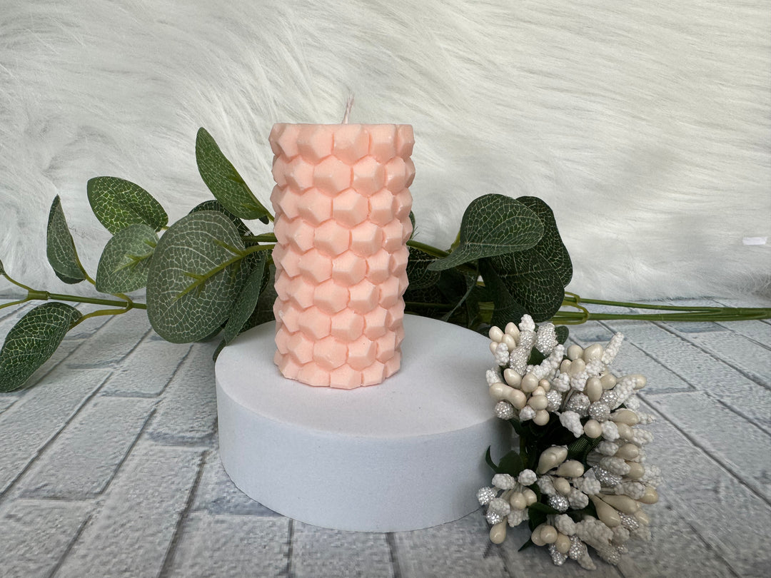 Honeycomb patterned pillar Mould Candle