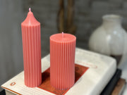 Ribbed Pillar Candles Set Of 3