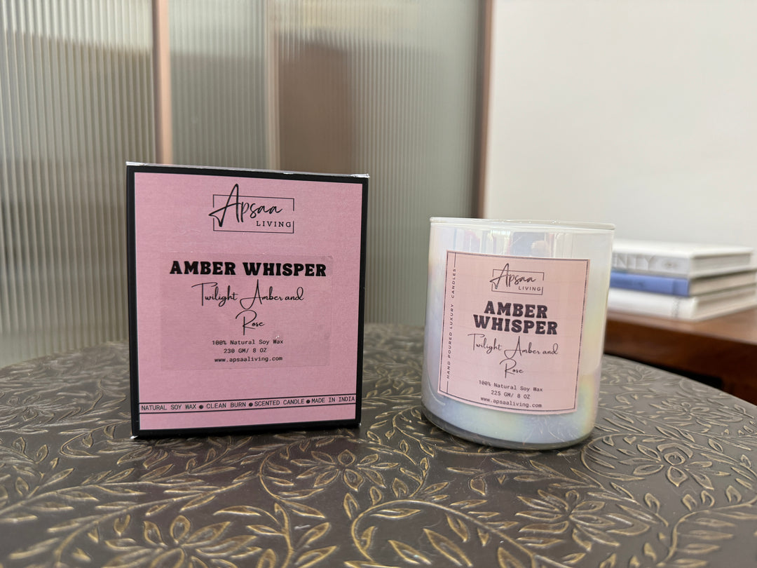 AMBER WHISPER- Twilight Amber and  Rose scented candle