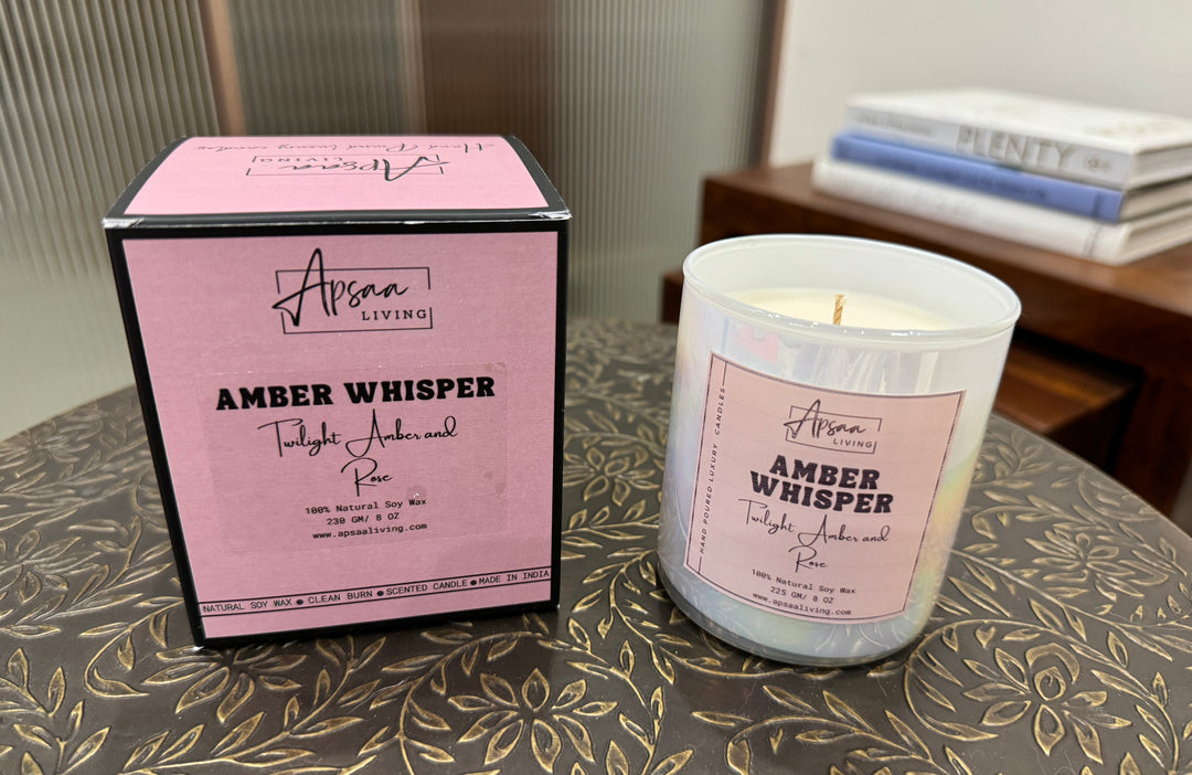 AMBER WHISPER- Twilight Amber and  Rose scented candle