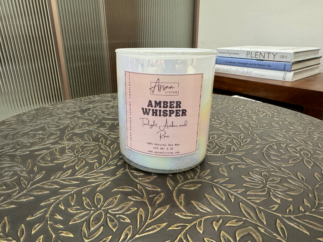 AMBER WHISPER- Twilight Amber and  Rose scented candle