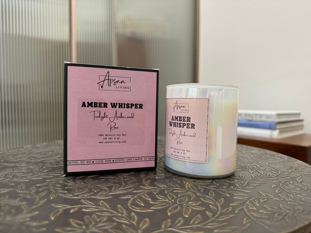 AMBER WHISPER- Twilight Amber and  Rose scented candle