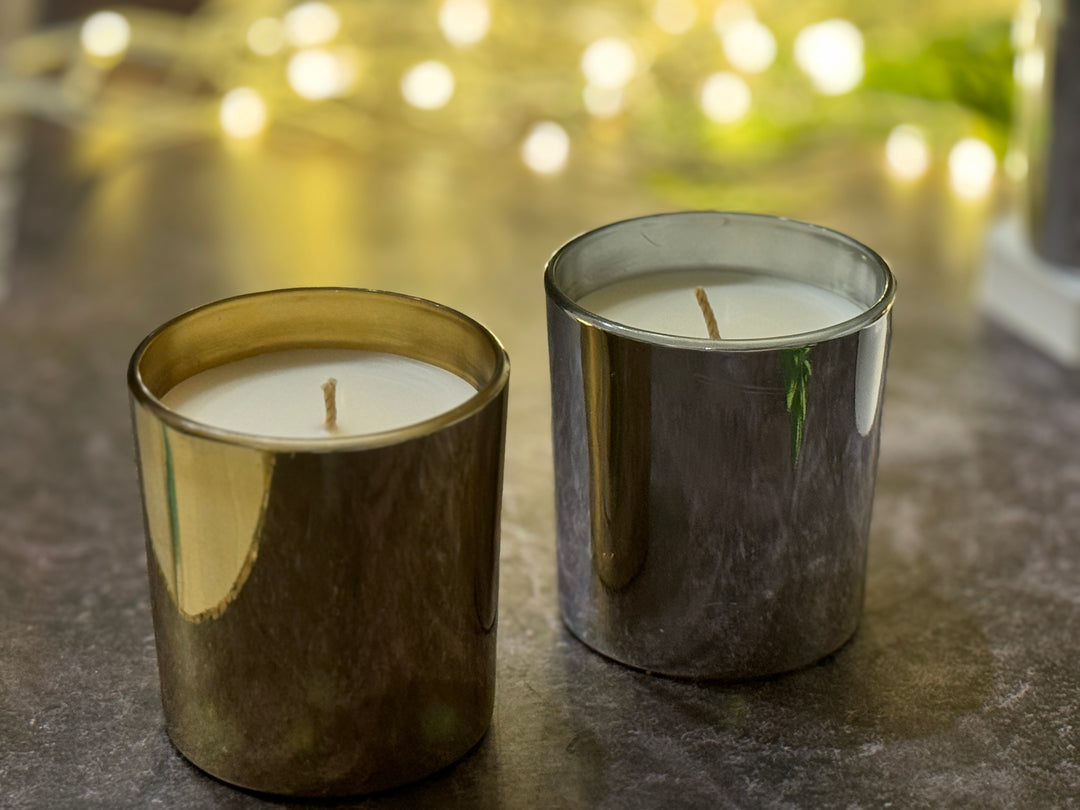 Diwali Gift Set of 2- Silver and Gold Jar Candles