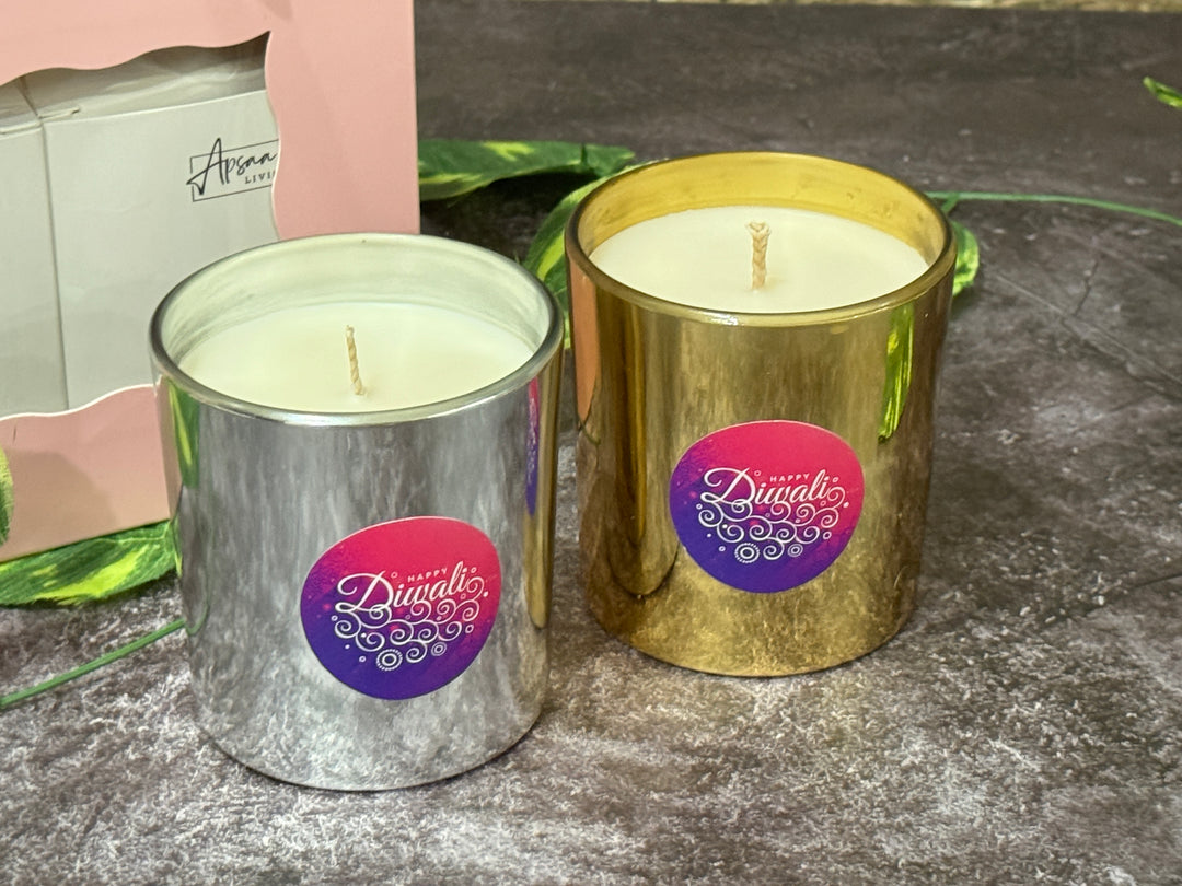 Diwali Gift Set of 2- Silver and Gold Jar Candles