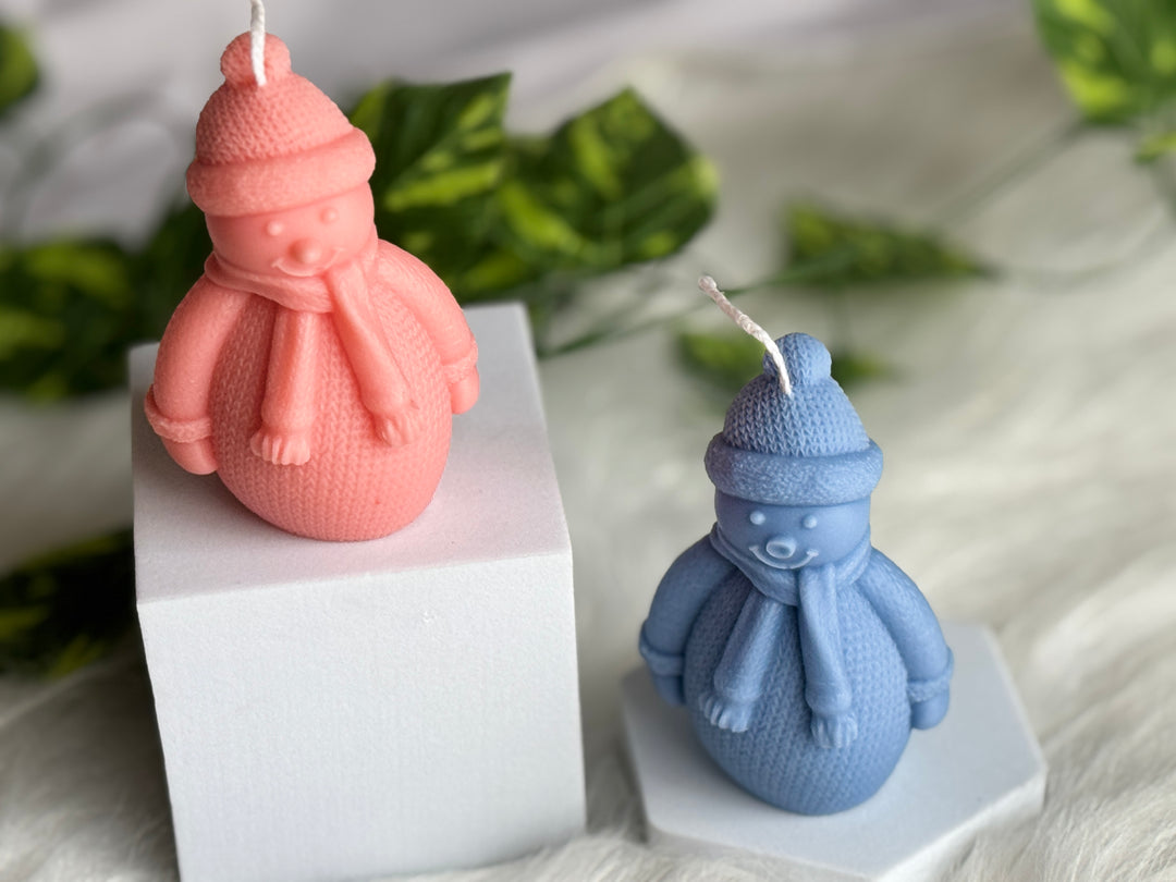 Snowman Candles- Set of 2 (Any Colour)