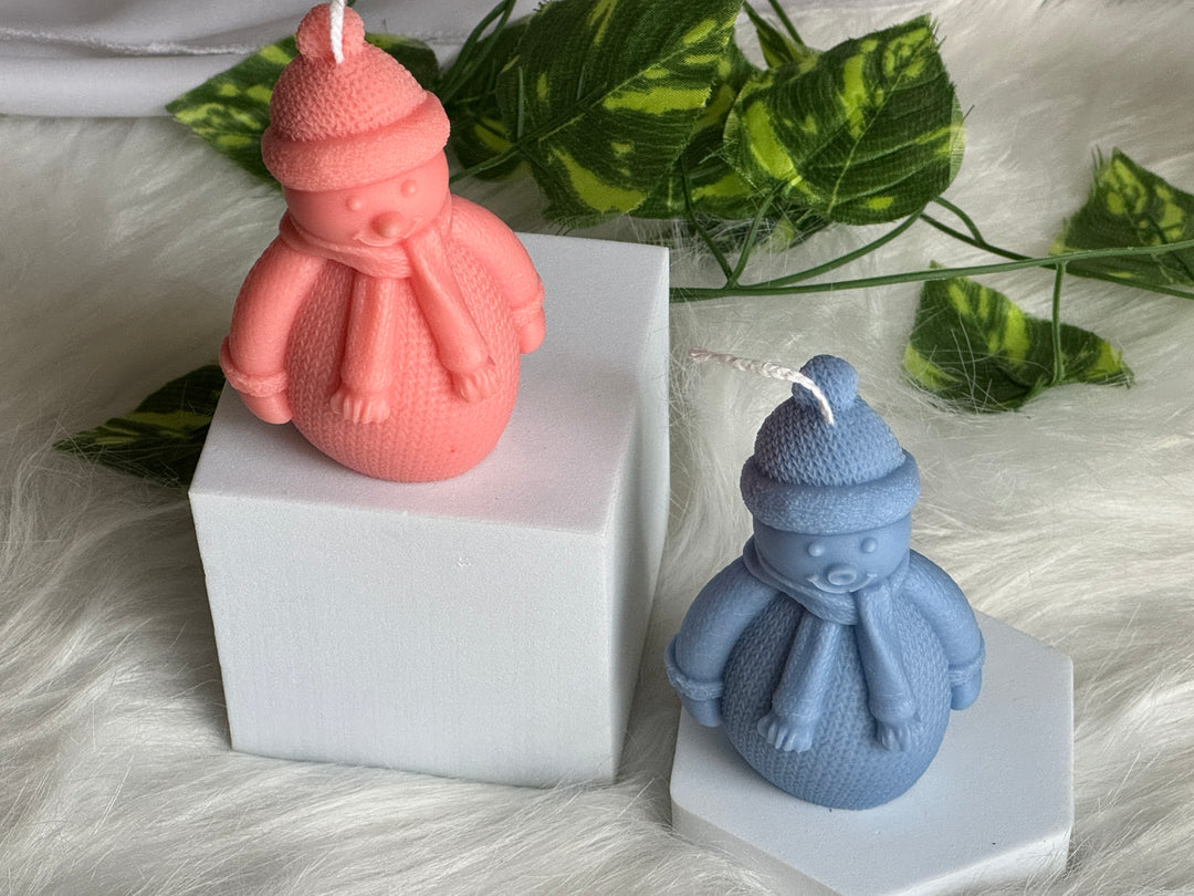 Snowman Candles- Set of 2 (Any Colour)