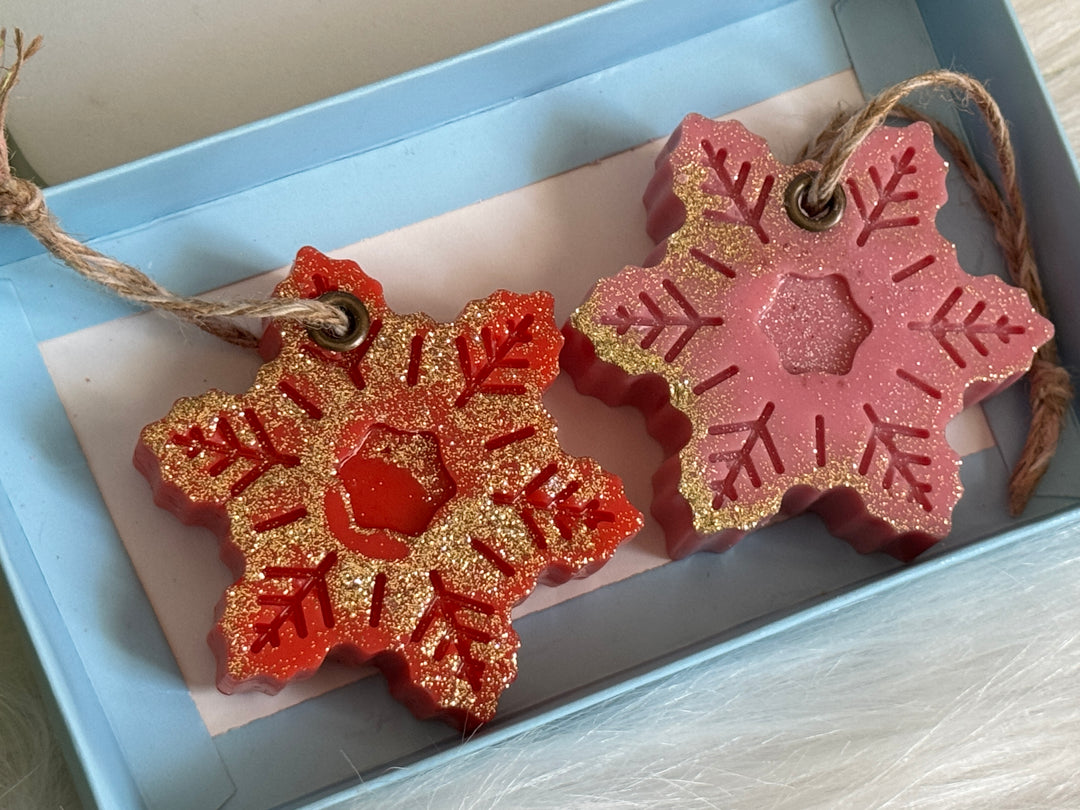 Snowflake Wax Sachets- Pack of 2 (Rose and sandalwood)