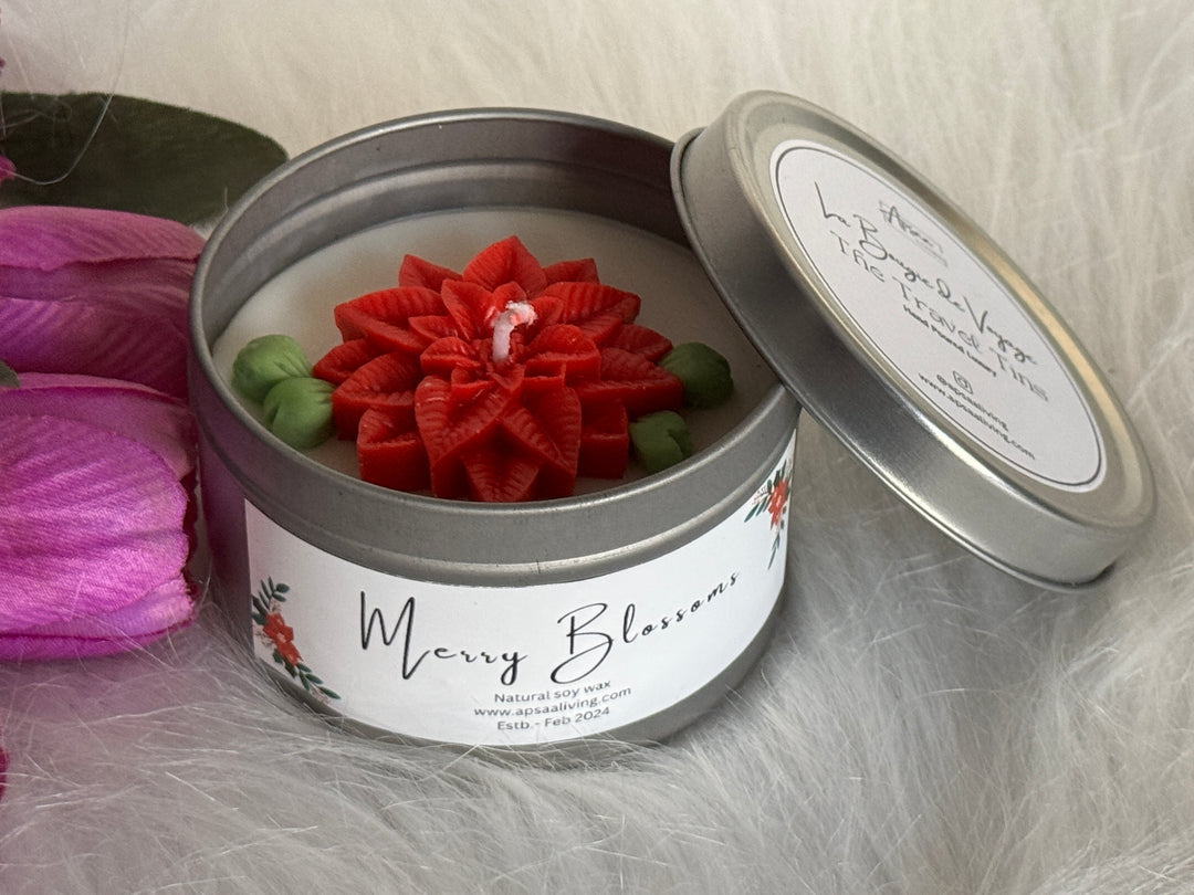 Holiday Special - Travel Tin Candle- Merry Blossoms- Florals