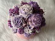 Lavender floral candle bouquet with handmade wax flowers