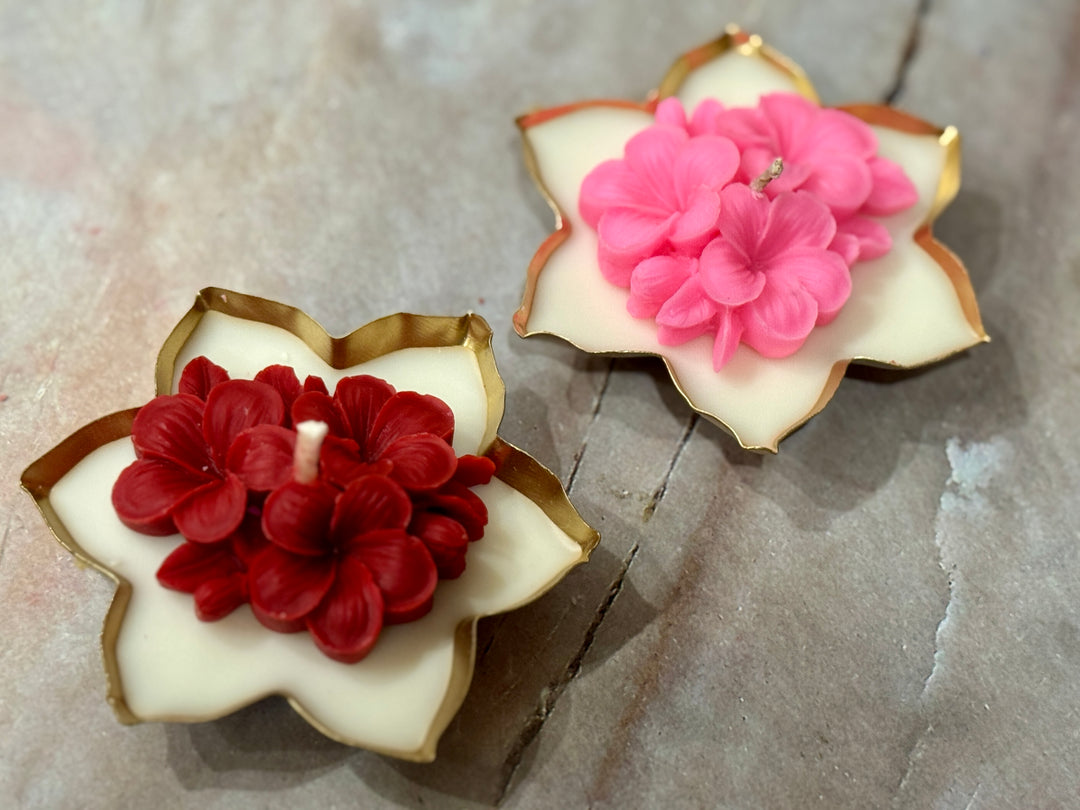 Lotus urli candle set of 2 decorative festive candles by Apsaa Living