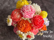 Colourful candle flower bouquet  arrangement 