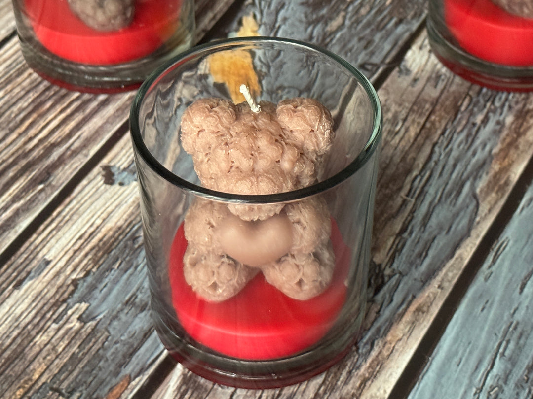 Handcrafted Bear Candle in Transparent Jar